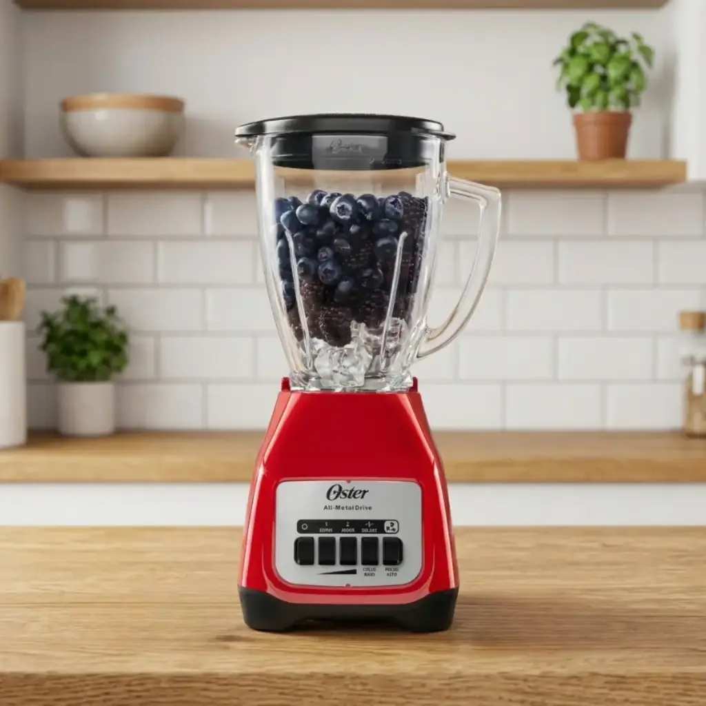 Licuadora de 2 Velocidades con Vaso de Vidrio Color Rojo 1.5 L Oster