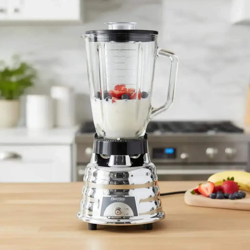 Licuadora Cromada Con Vaso De Vidrio 1.25l Oster Color Cromado