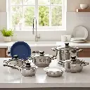 Batería Acero Inox C/1 Sartén Marmoleado Royal Haus 12 Pzs Plateado