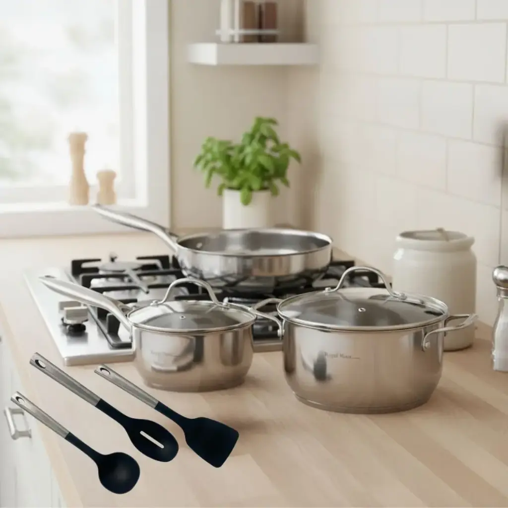 Batería Cocina Royal Haus Acero Inox Quirúrgico 8pzs C/utls Plateado