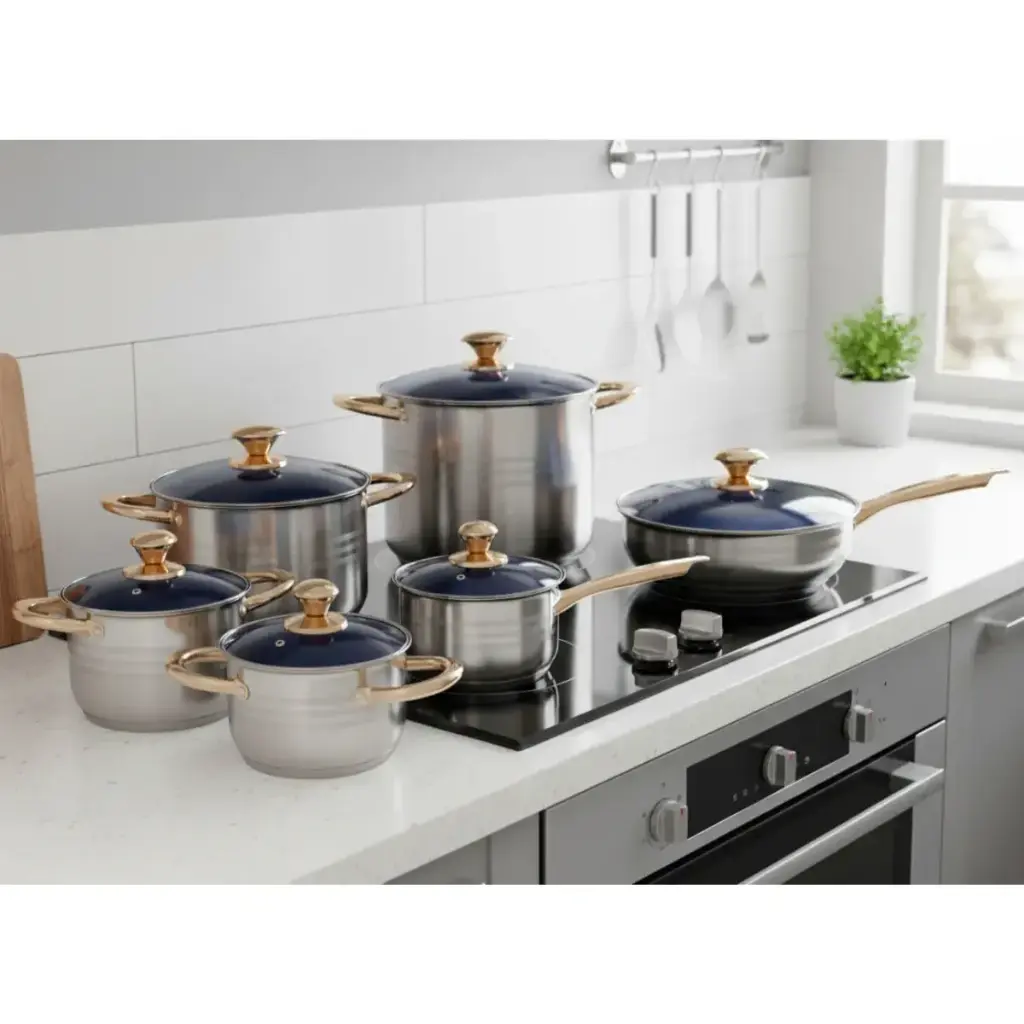 Batería Anabella Royal Haus De Cocina Acero Inoxidable 12 Pz Azul