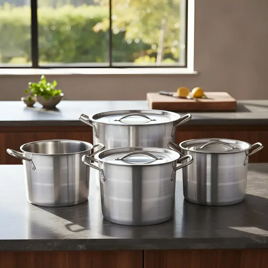 Olla Con Tapa 8 Piezas Acero Inoxidable Royal Haus Gris