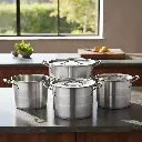 Olla Con Tapa 8 Piezas Acero Inoxidable Royal Haus Gris