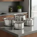 Ollas Con Tapa 8 Piezas Acero Inoxidable Royal Haus Gris