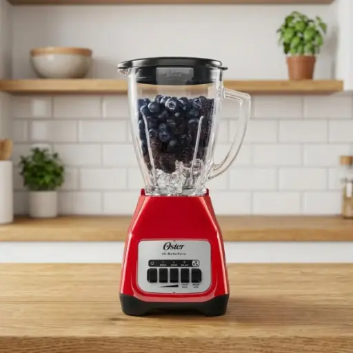 [2110245] Licuadora de 2 Velocidades con Vaso de Vidrio Color Rojo 1.5 L Oster