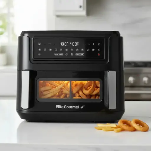[EAF1055D] Horno Freidora De Aire Elite Gourmet EAF1055D Doble Zona 11 Cuartos Negro