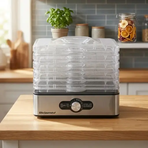 [EFD3321] Deshidratador de Alimentos Elite Gourmet EFD Acero Inoxidable 5 Bandejas