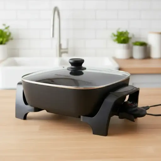 [EG6201] Sartén Eléctrica Con Tapa De Vidrio Elite 7 Litros 120 Volts