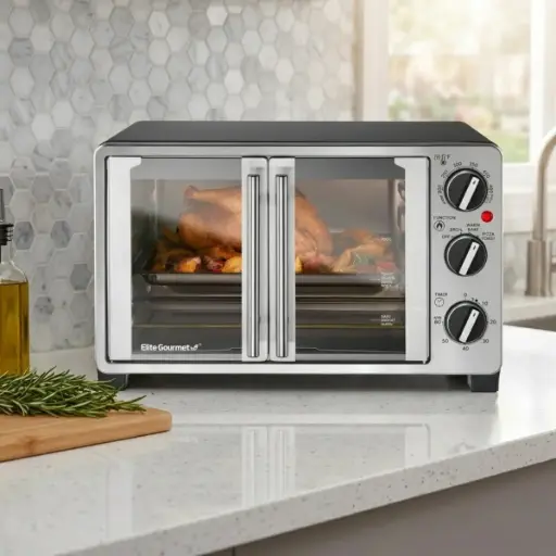 [ETO2530M] Horno de mesa eléctrico Elite Gourmet ET02530M 25L plateado