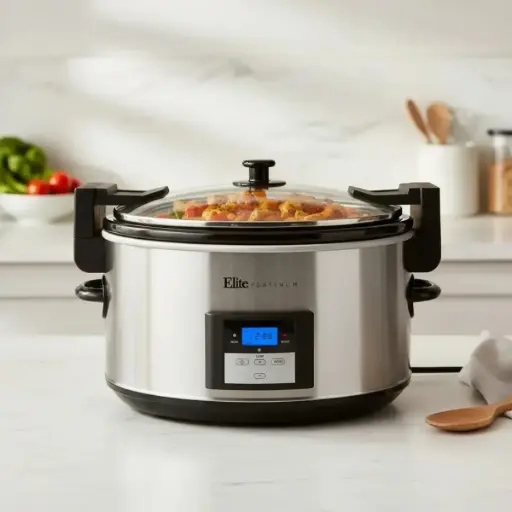 Olla Cocción Lento Cocimiento Programable 8 Lts Elite Cocina Color Plateado