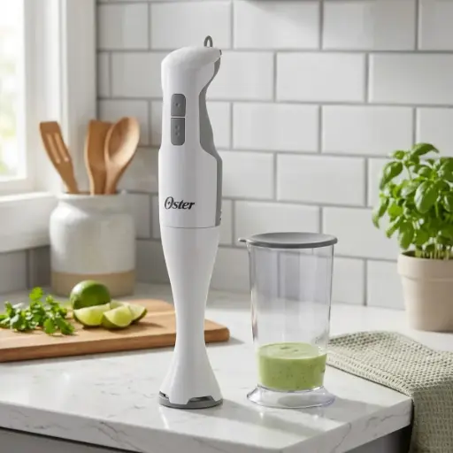 [FPSTHB2600W013] Oster® Batidora de inmersión blanca, con función turbo y eje de acero inoxidable